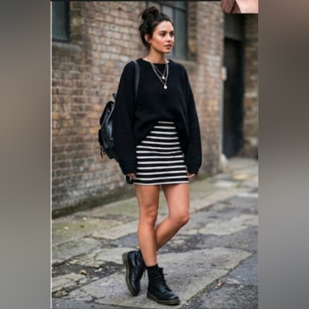 BAILEY/44 Black and White Striped mini Women's Skirt